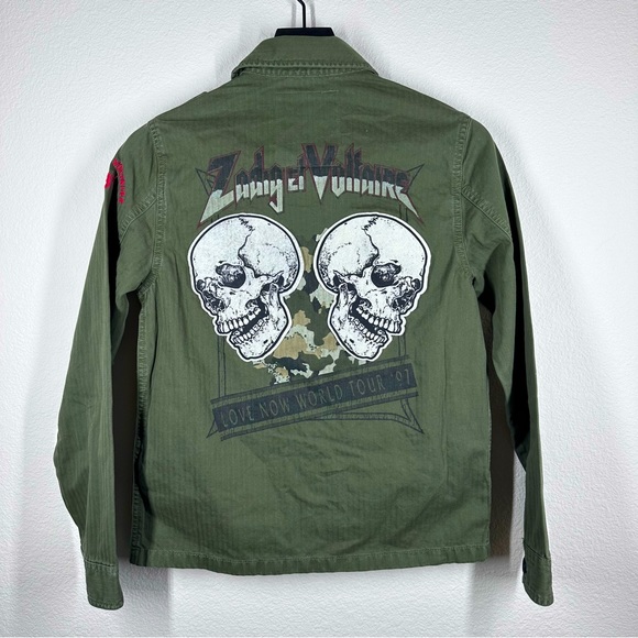 Zadig & Voltaire 100% Cotton Kayak Skull Military Jacket Small EUC - Picture 1 of 9